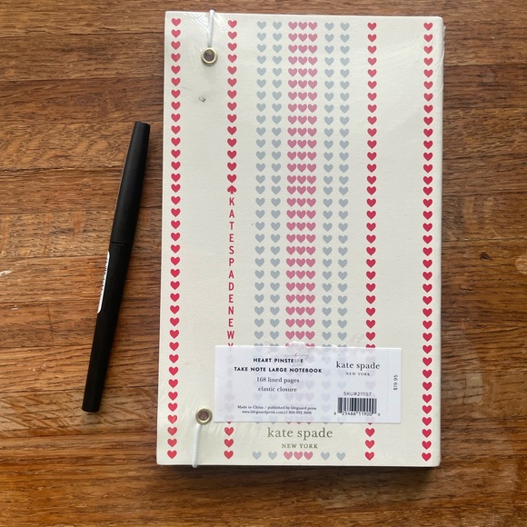NEW Kate Spade Heart Pinstripe Take Note Large Notebook - Picture 4 of 4